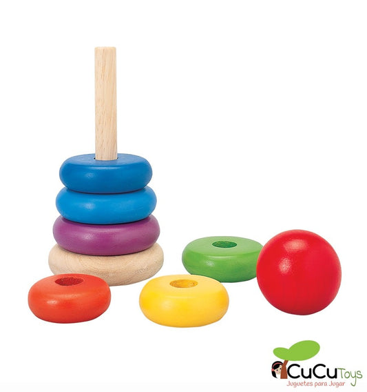 Stacking and sorting ring game, wooden toy