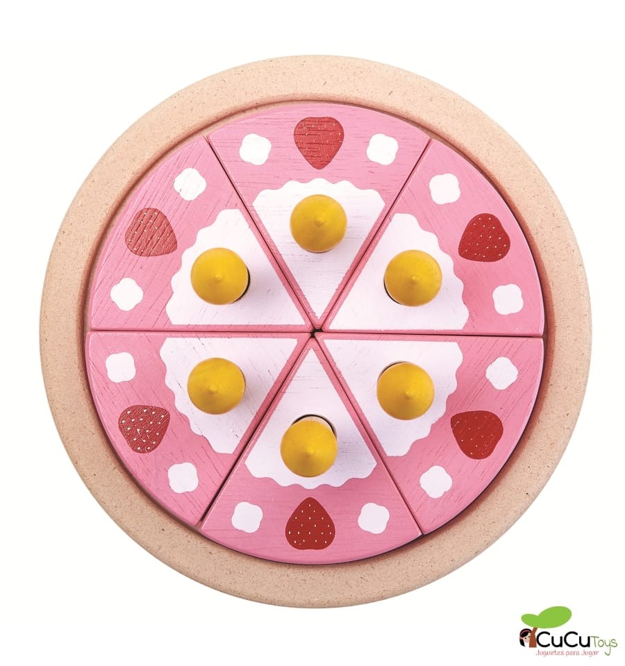 Bolo de aniversário, brinquedo de madeira