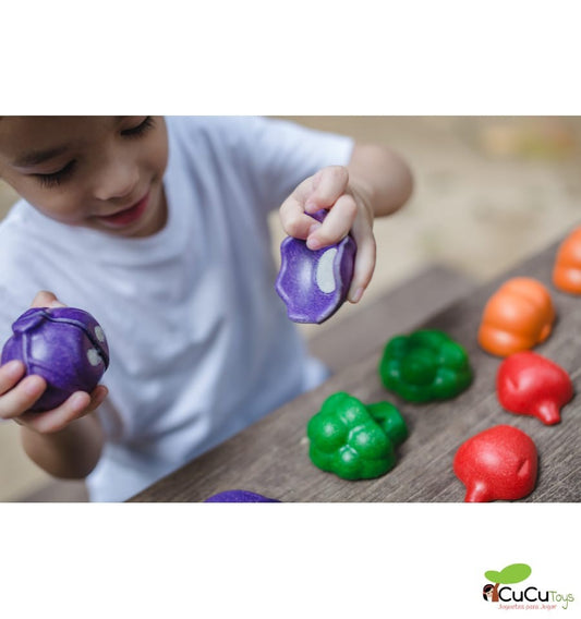 Conjunto de 5 vegetais coloridos, brinquedo de madeira