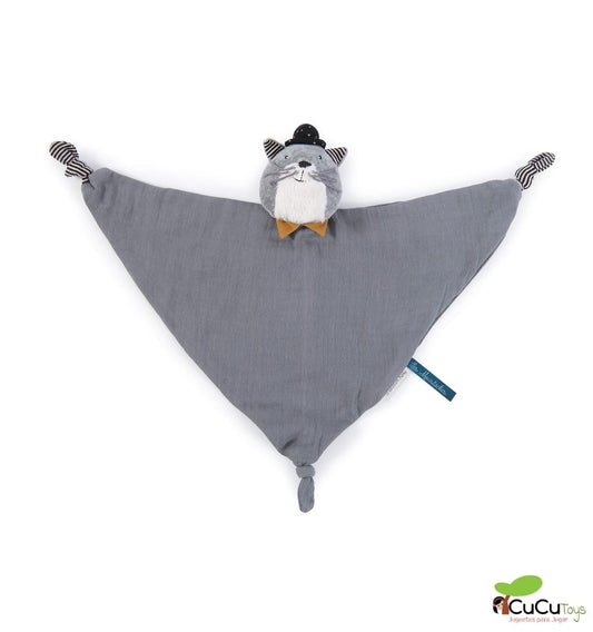 Light grey cat blanket - Les Moustaches