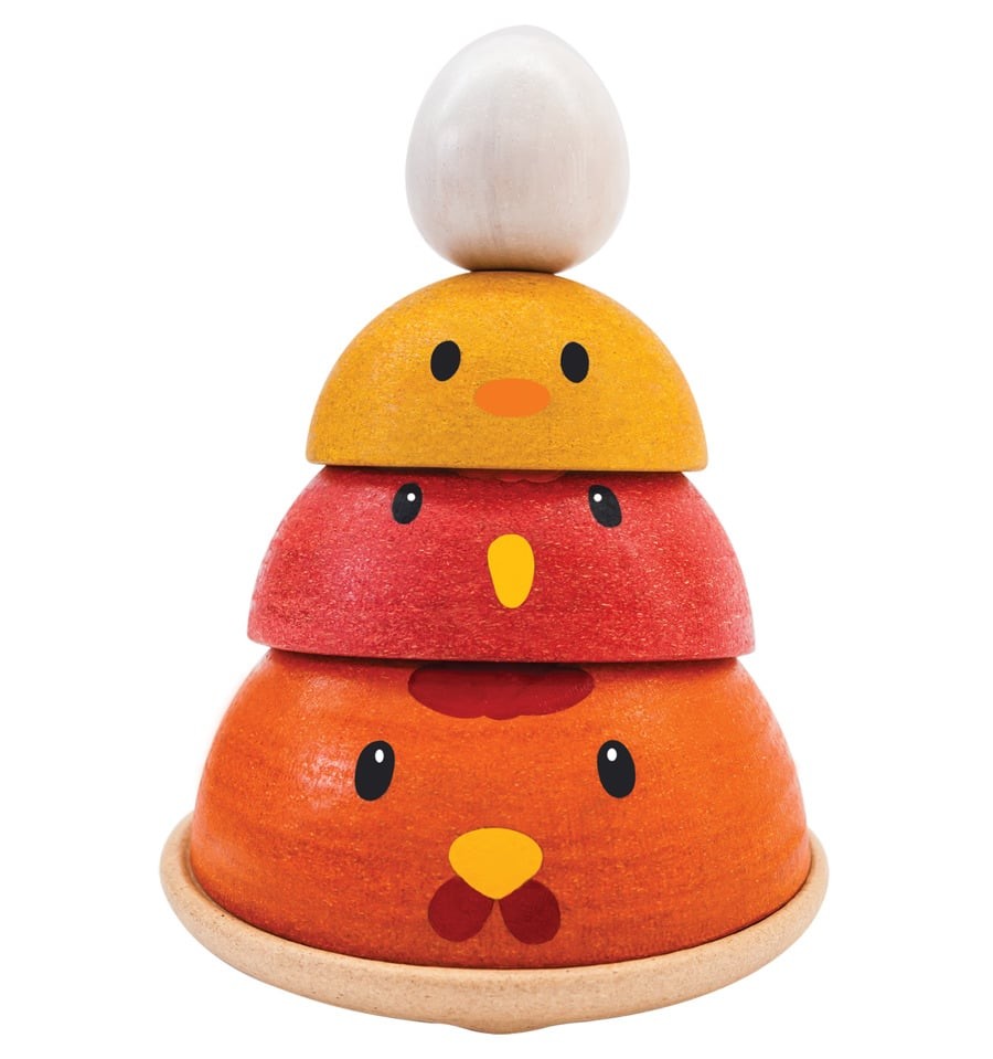 wooden stacking toy, chick design