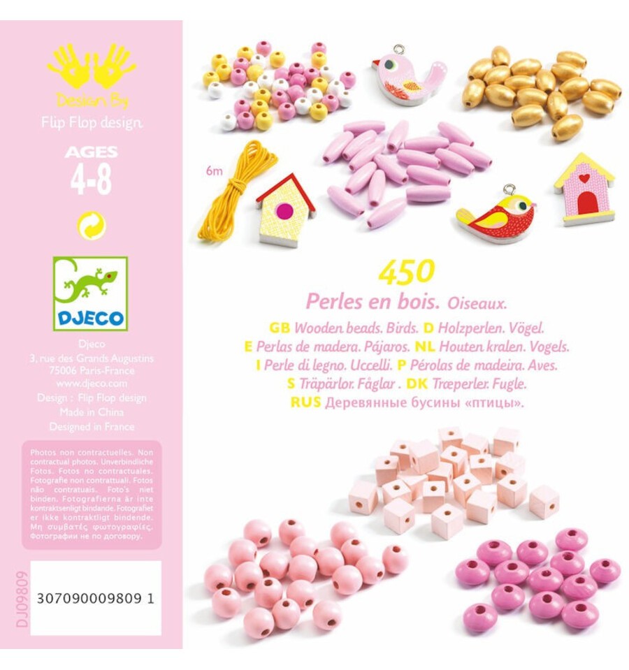 450 contas de madeira - Pássaros