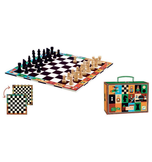 Chess and checkers with travel case