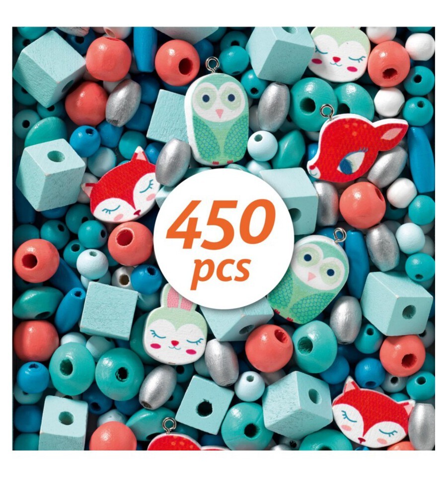 450 contas de madeira - Pequenos Animais