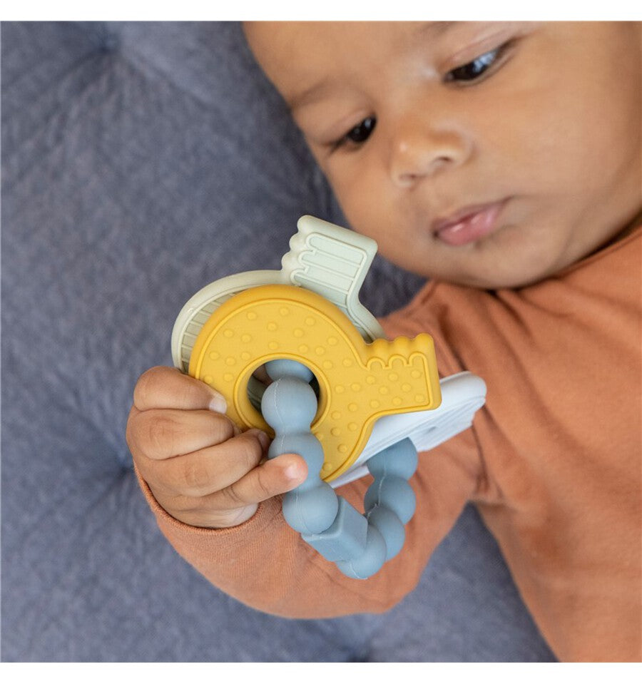 Chaveiro de silicone azul mordedor