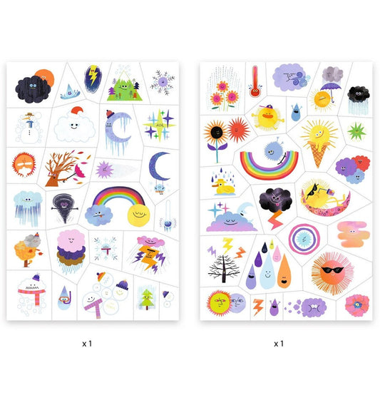 Adesivos de tatuagem de emoji de clima