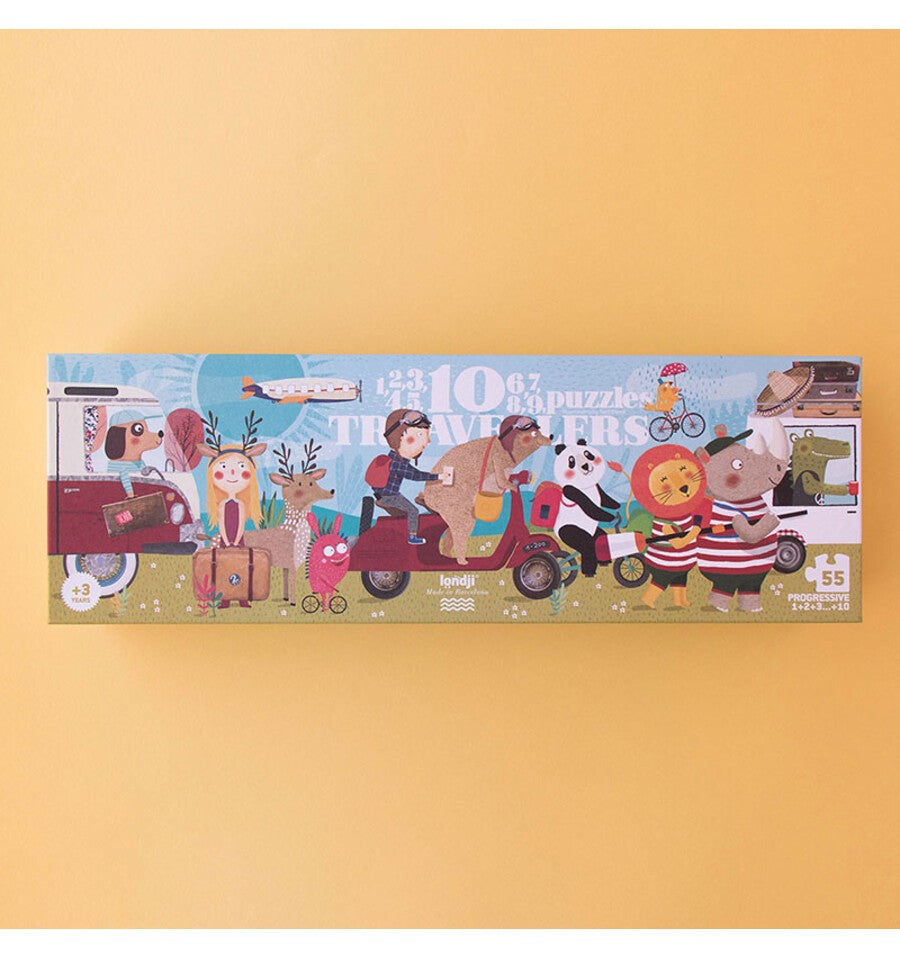 10 travelers, Progressive puzzle 1-10 pieces