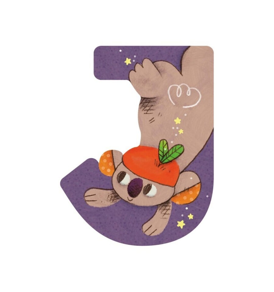 Letra de madera J violeta