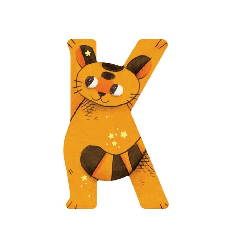 Yellow wooden letter K