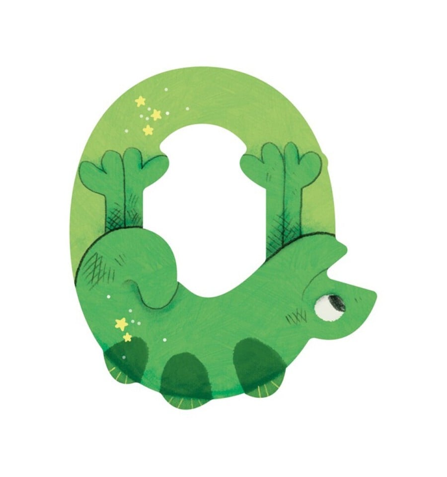 Green wooden letter O