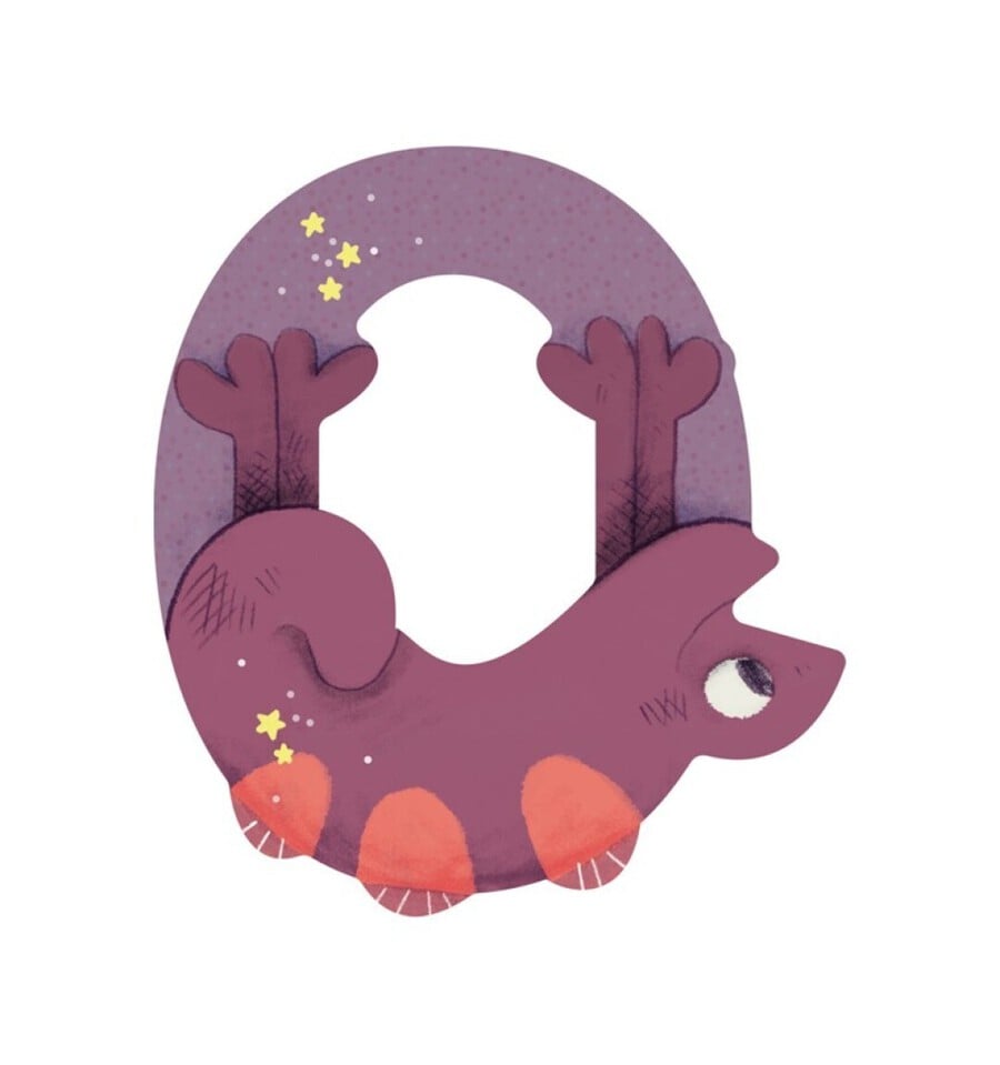 Letra de madeira O violeta