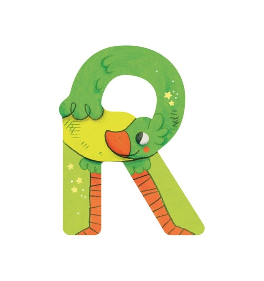 Green wooden letter R