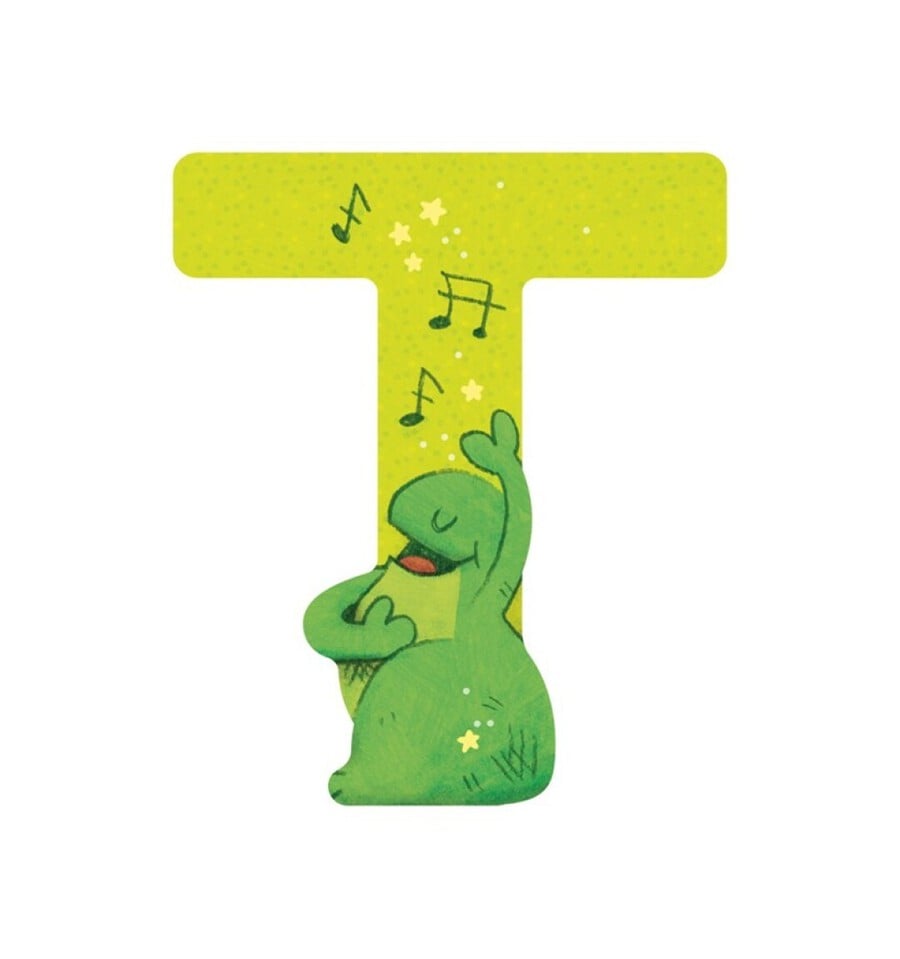 Green wooden letter T