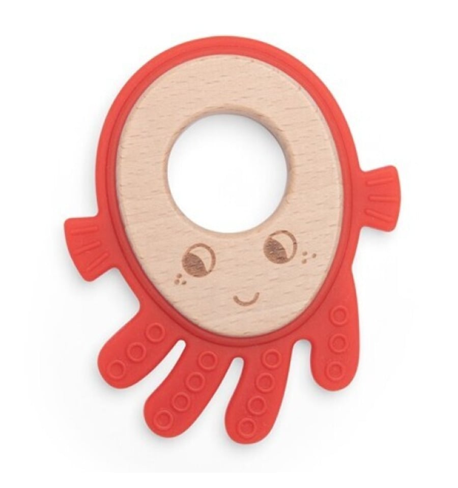 Anilla mordedor Pulpo de madera y silicona