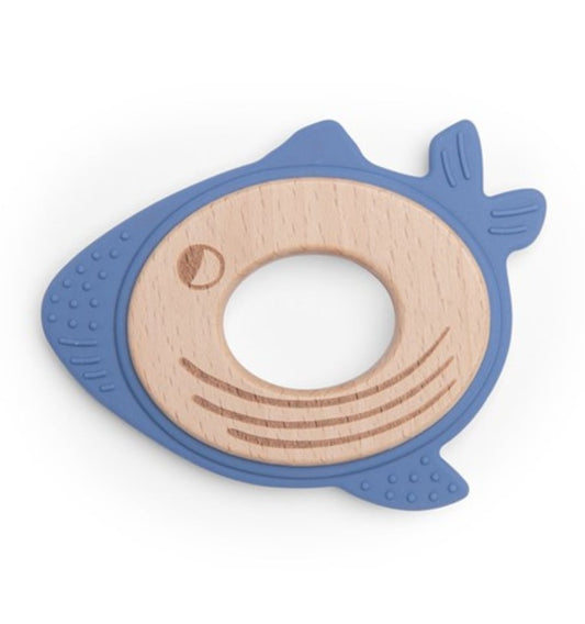 Whale teething ring made of wood and silicone