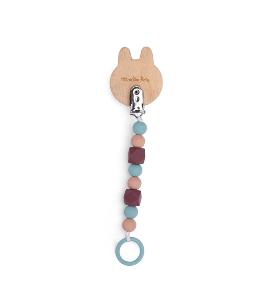 Wooden and silicone pacifier holder Rabbit - After the rain