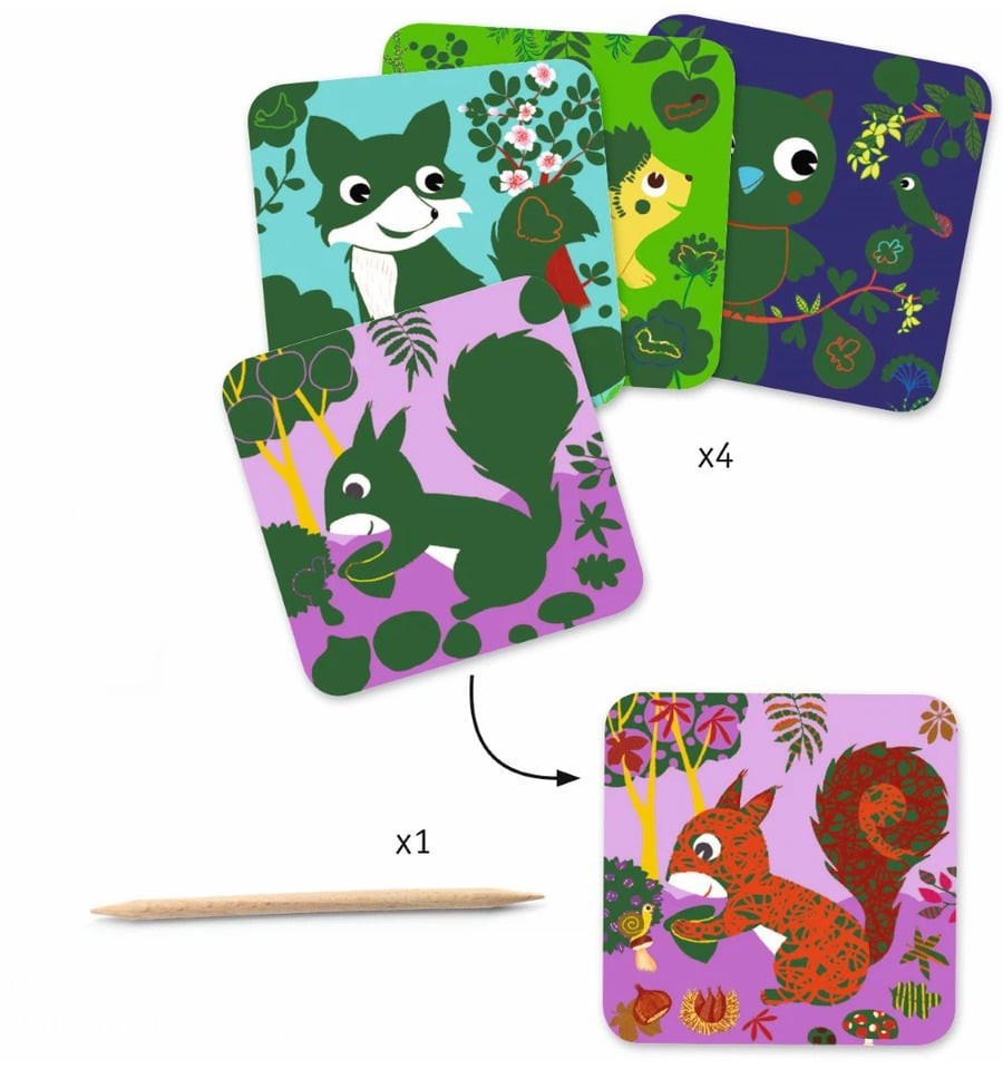 Cartões de raspar. Pequenos animais