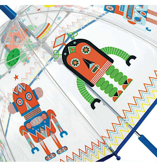 Paraguas mediano transparente de robots
