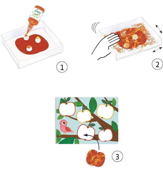 Painting with marbles. Multicolored nature