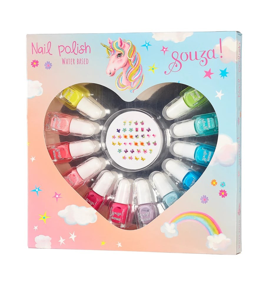 Conjunto de esmaltes infantis + adesivos para presente