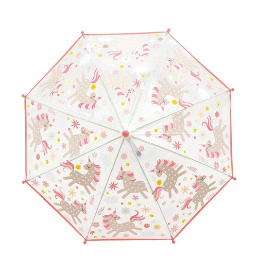 Paraguas pequeño de unicornios que cambia de color