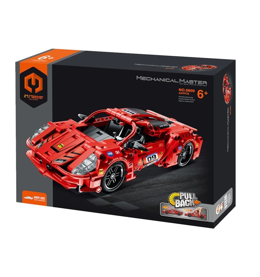 Supercarro vermelho, carro de 437 peças