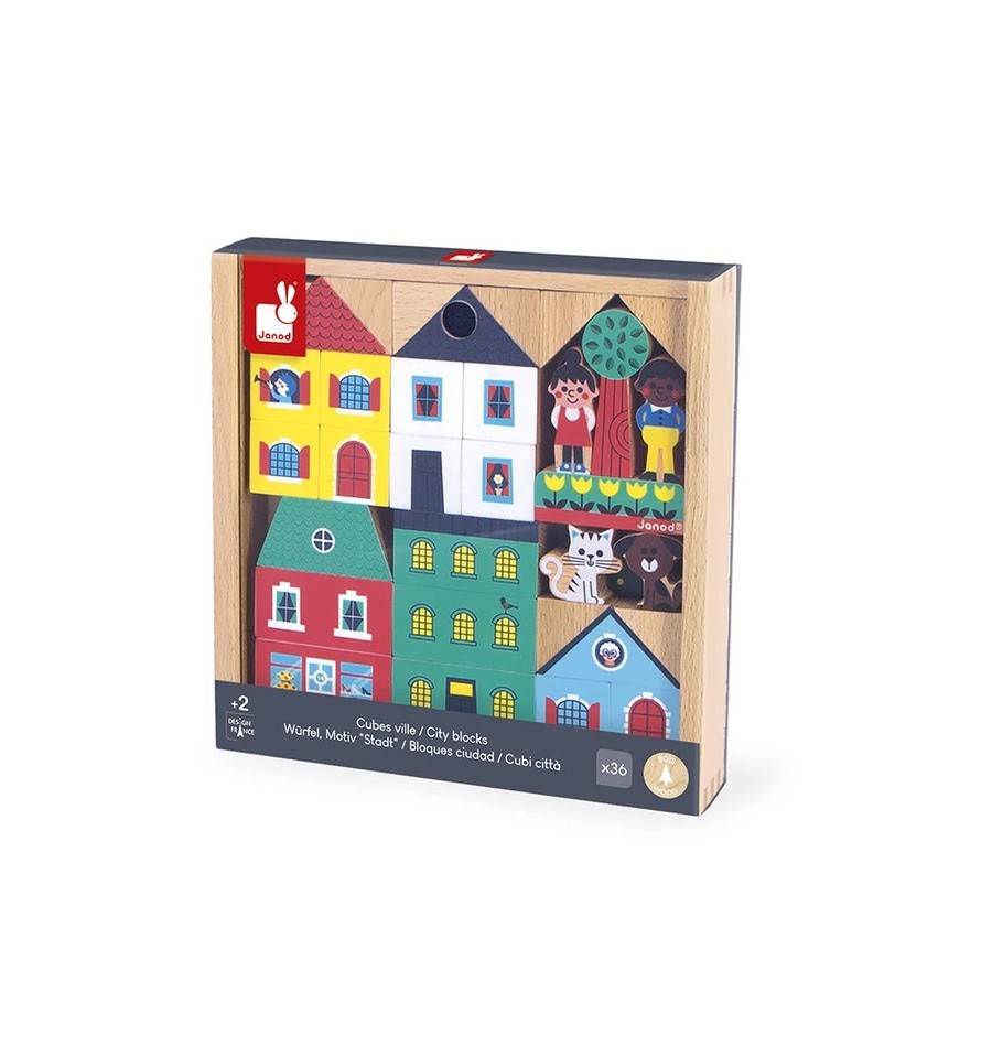 36-piece wooden city block set - Cross Roads