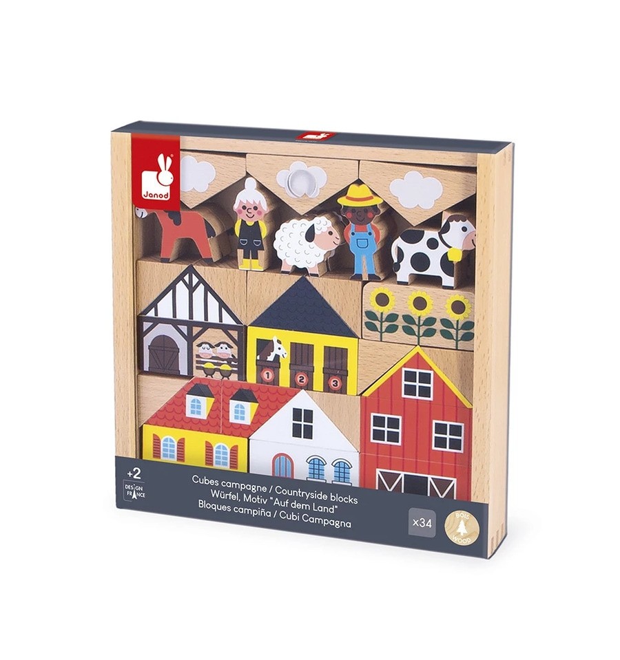 Campo - Cross Roads Conjunto de blocos de madeira com 34 peças