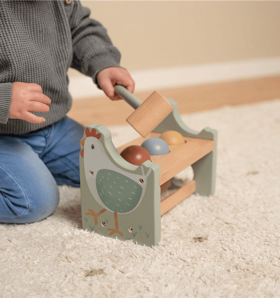 Hitting bench with Little Farm ball