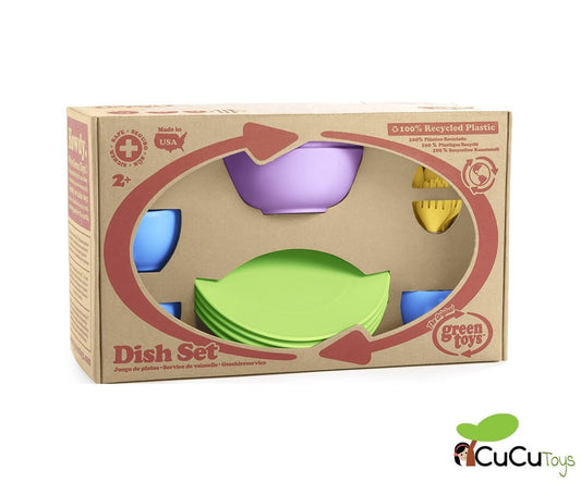 Conjunto de pratos, copos e talheres ecológicos