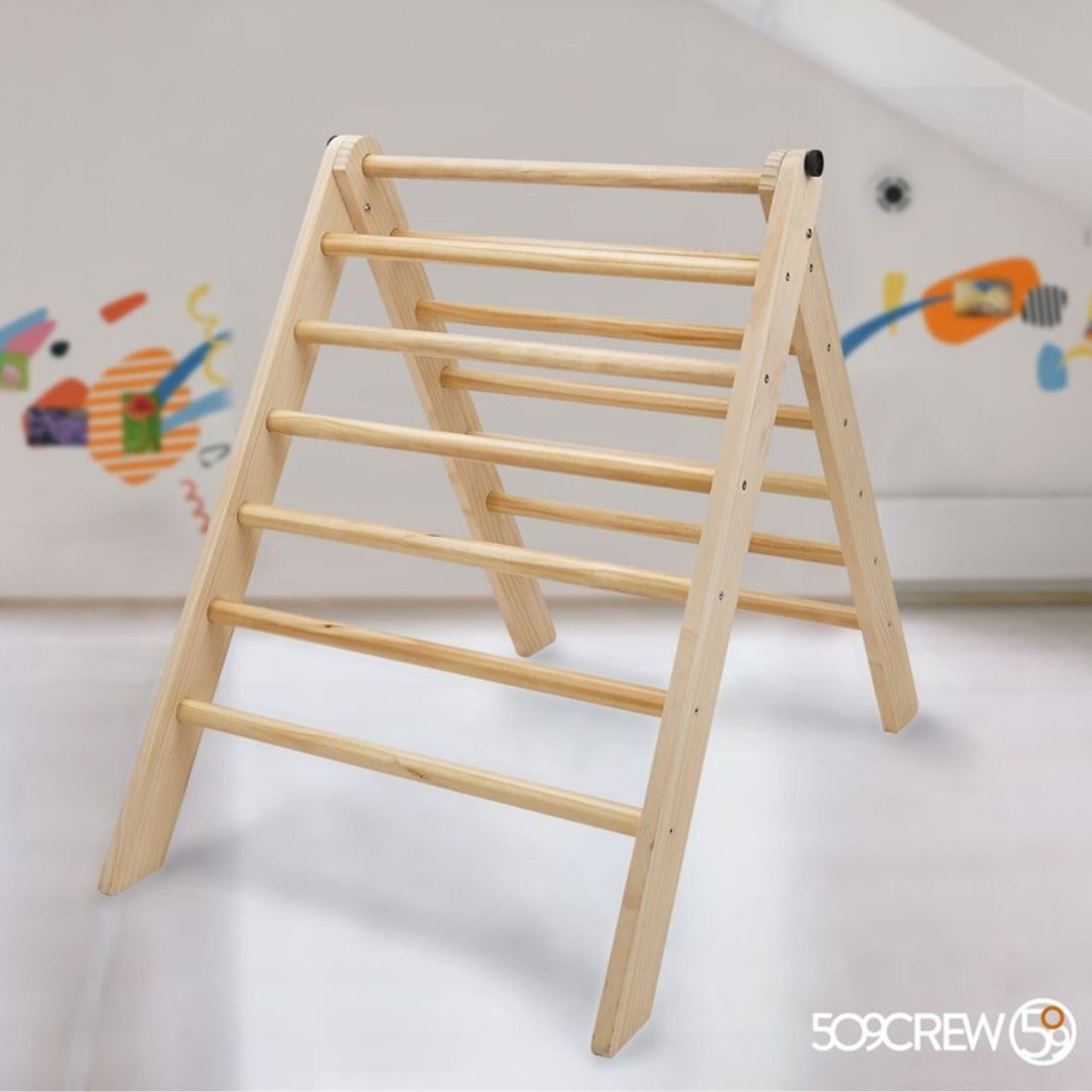Triangulo de escalada Montessori de madera natural para desarrollo motor infantil 509 Crew