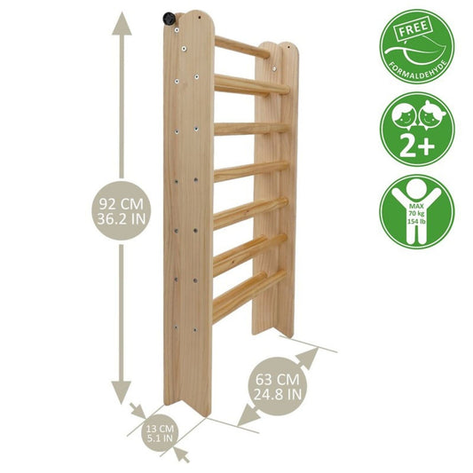 Triangulo de escalada Montessori de madera natural para niños mayores de 2 años, seguro y ecológico