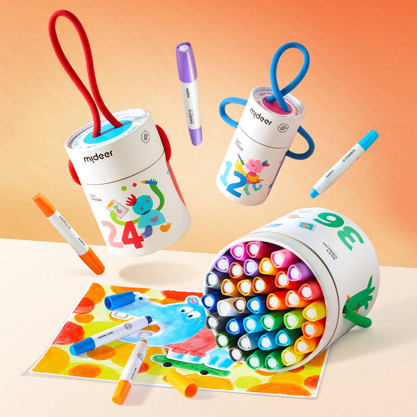 Quick-drying crayon bucket, 12 colors