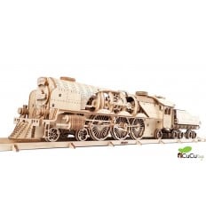 UGears - Tren de vapor V-Express con ténder, kit de madera 3D