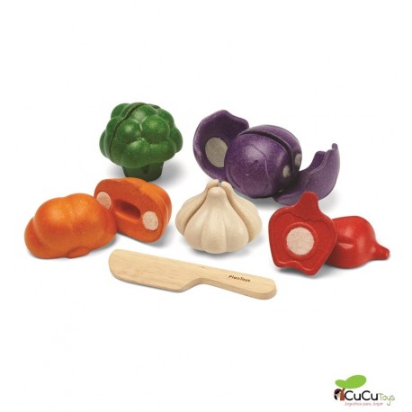 Plantoys - Conjunto de 3 verduras para cocinitas, juguete de madera