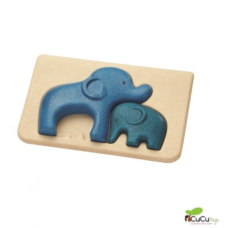 Plantoys - Puzzle encajable de elefantes, juguete ecológico