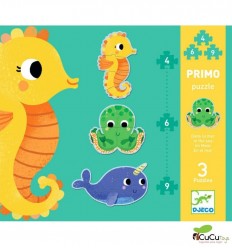 Djeco - En el Mar, puzzle evolutivo 4-6-9 piezas