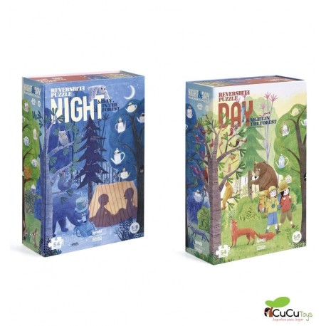 Londji - Night & Day In the Forest, Shape & reversible 54 pz puzzle - Cucutoys