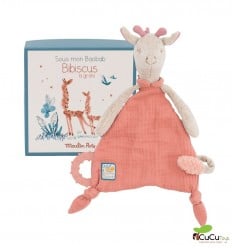 Moulin Roty - Giraffe comforter with pacifier holder - Sous Mon Baobab