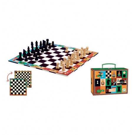 Djeco - Chess and checkers set with trip case