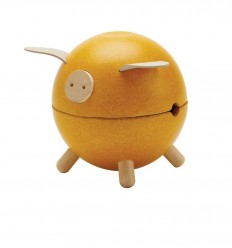 Plantoys - Wooden piggy bank Yellow Orchard