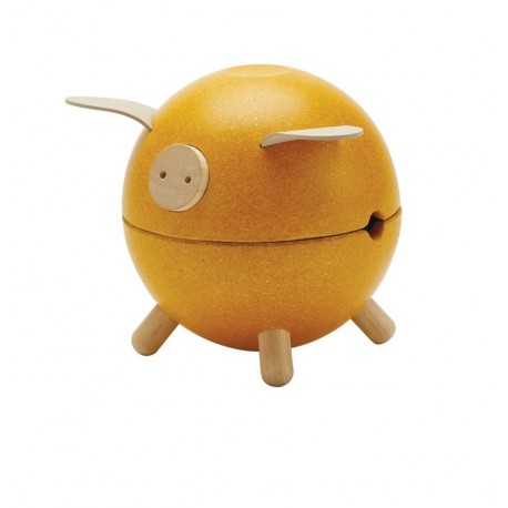 Plantoys - Wooden piggy bank Yellow Orchard