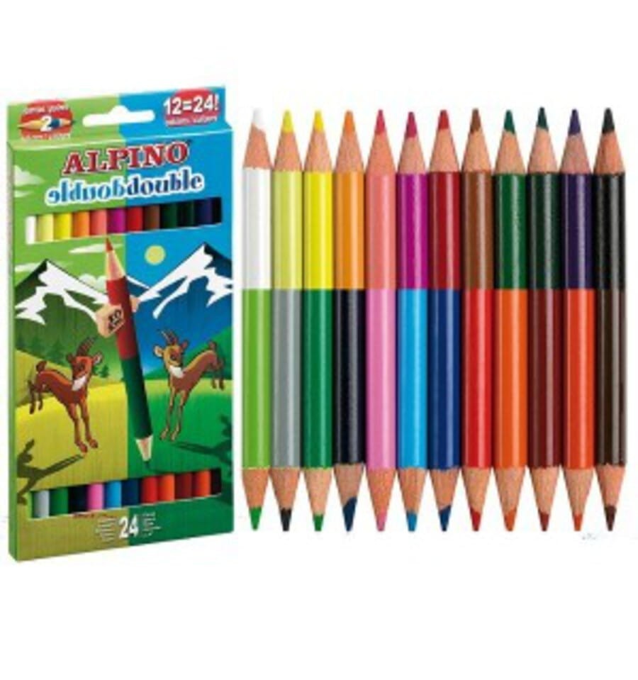 jerarquía Comprimido Automatización Estuche 12 lápices bicolores con 24 puntas - Alpino - Cucutoys