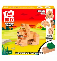 Fab Brix - Safari 4 em 1, brinquedo de construção em madeira