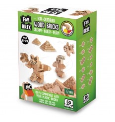 Fab Brix - Natural Eco-Pack wooden construction building blocks