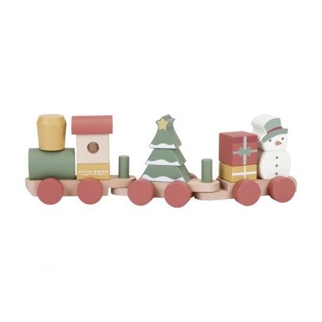 Little Dutch - Tren apilable de madera, especial navidad