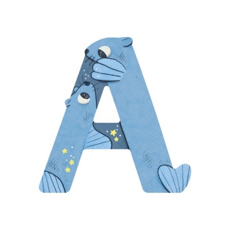 Moulin Roty - Wooden letter A blue - Cucutoys