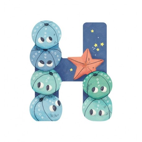 Moulin Roty - Wooden letter H blue - Cucutoys