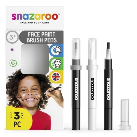 Snazaroo - Pack 3 rotuladores maquillaje Blanco y Negro