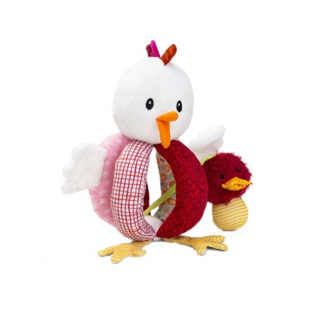 Lilliputiens - Sonajero con asas Ophelie la gallina, juguete de peluche